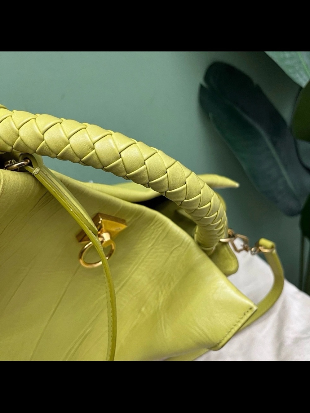 Mulberry Braided-Handle Shoulder Bag in Lime Green - Picture 13 of 16